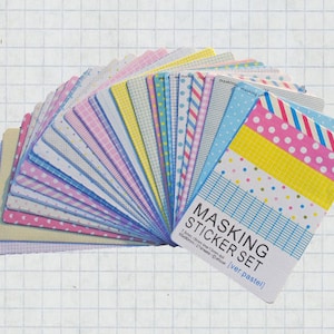 27 Sheets Masking Sticker Set - Paper Stickers - Deco Stickers - pastel version