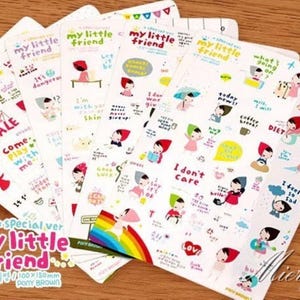 Zestaw naklejek Little Red - Naklejki koreańskie - Naklejka do pamiętnika - Naklejka dekoracyjna - Naklejka DIY - 6 arkuszy