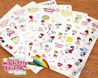 Little Red Girl Sticker Set: Korean Planner Stickers (6 Sheets)