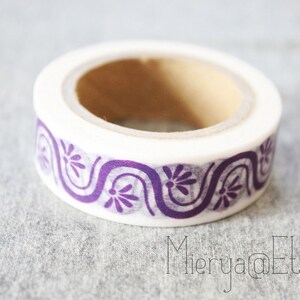 Ruban adhésif floral japonais en Washi : masking tape mauve déco