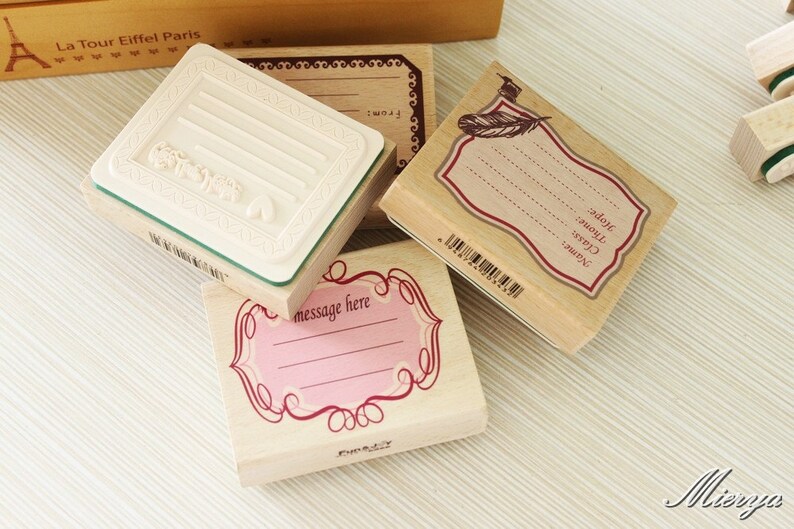 4 Pcs Big Size Message Stamps Rubber Stamp Wood Stamp Filofax 9cm x7.5cm EMS62339 image 2