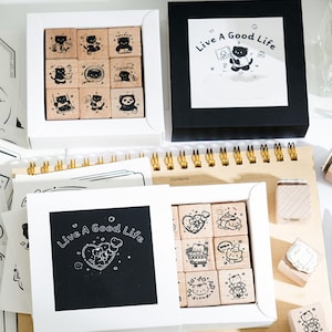 Cute Cat Rubber Stamps - Diary Stamps - DIY Deco Stamps - 2 Styles