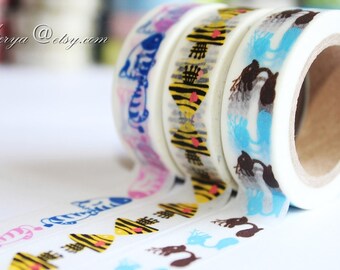 Lot de rubans adhésifs japonais en Washi : ruban de masquage décoratif en papier (3 rouleaux)