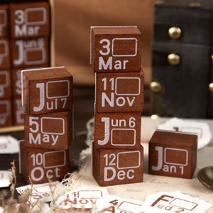 12 Stück monatliche Moment-Stempel – Gummistempel – Etikettenstempel – Journal-Stempel