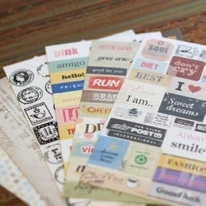 Paper Sticker Set - Vintage Stamp Stickers - Deco Sticker Set - Diary Sticker - 6 sheets