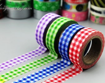 Taśma washi w kratkę – zestaw japońskich taśm maskujących (4 rolki)