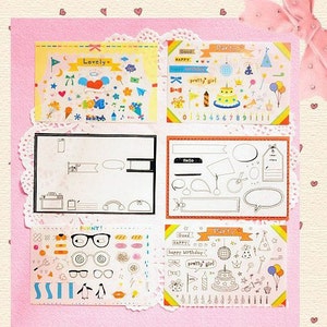 Korean Mini Sticker Set - Transparent Sticker - Diary Sticker - Deco ...