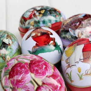 Vintage Style Egg Tin: Sewing, Jewelry, and Gift Storage Box