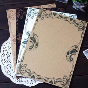 8 fogli di carta da lettere in pizzo di alta qualità - Cancelleria - Carta da lettere - Carta marrone - Filofax - Ver C