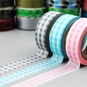 Checked Washi Tape Set: Japanese Masking Tape, 3 Rolls