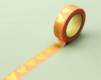 Japanese Washi Tape: Gold Hearts, Gift Wrapping (15mm)