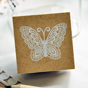 Sello de goma de madera, Sello de goma, Sello de encaje, Mariposa