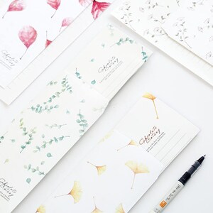 Watercolor Leaves Style Writing Paper and Envelope Set-Letter Paper, Stationery-Invitation, Mail, Filofax, Diary-4 Styles available