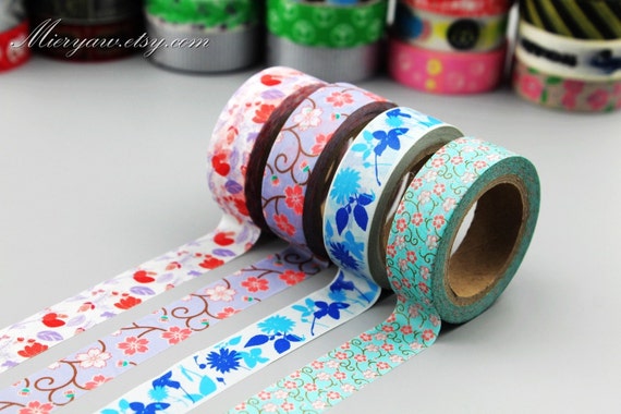 4 Rolls Washi Tapes Japanese Washi Tape Masking Tape Deco Tape Washi Paper  Filofax Flowers Ver 3-EMS62144 