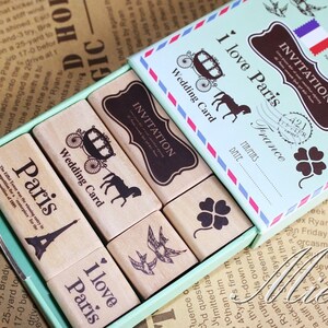 1 Koffer High Quality Vintage Stempel - Gummistempel - Dekostempel - Holzstempel - Tagebuch Stempel - Stil 1