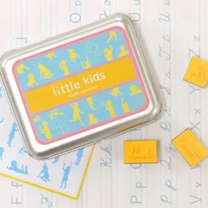 DIY Little Kids Stamps - Rubber Stamps - Tin Box Stamp Set - 16 pcs