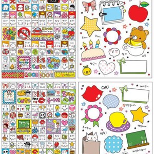 Korean Deco Sticker Set - Diary Sticker - Paper Sticker - Filofax - 8 ...