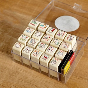 20 pcs Wooden Rubber Stamp Set - Rubber Stamp Set - Diary Stamps - Korean Stamps - Cat