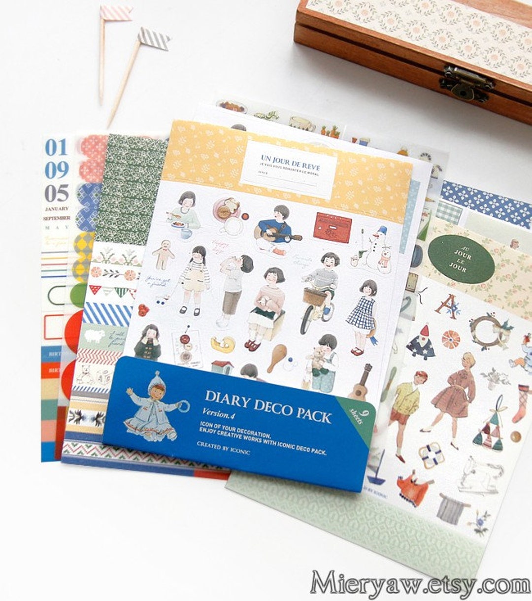 Diary Deco Pack Ver 4 Korean Stickers Paper Sticker Diary - Etsy