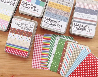 Masking Sticker Set: Decorative Planner Stickers in Tin Box