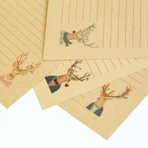 Vintage Style Deer Series Papelería-Papel de escritura marrón, Papel de carta Kraft-Invitación, Boda, Filofax, Diario-4 Estilos disponibles