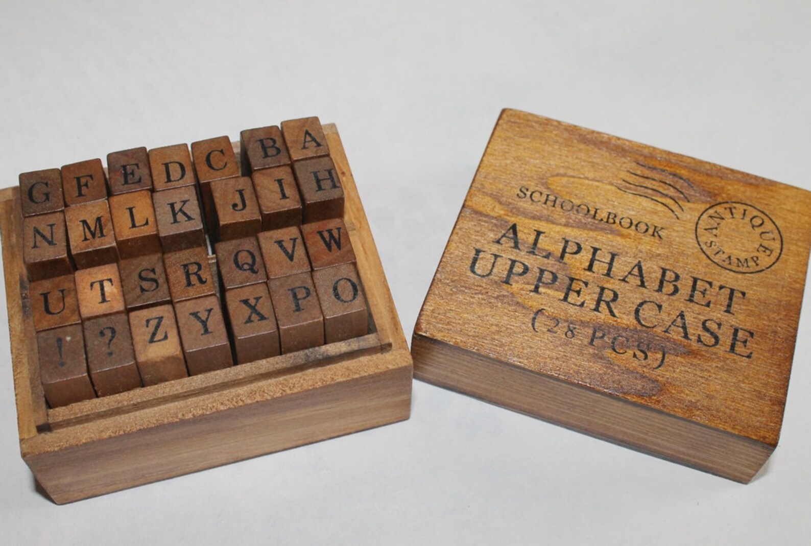 Vintage Alphabet Stamp Set Wooden Rubber Stamp Set Vintage Etsy