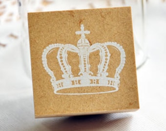 Wooden Rubber Stamp - Rubber Stamp - Lace Stamp - Crown-EM62926