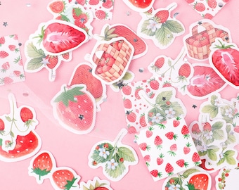 45 Pcs Strawberry Cheese Stickers - Item Decoration Stickers - Sealing Stickers