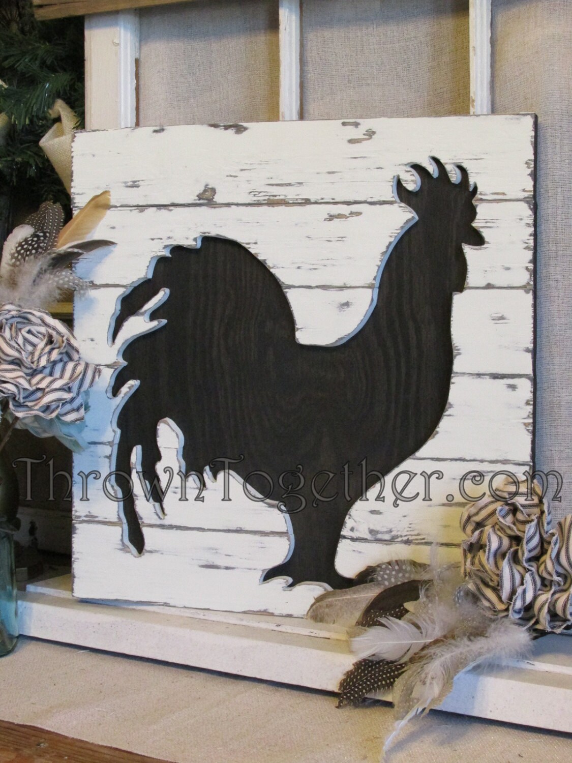 Rooster Wall Hanging Handcrafted Wood Kitchen Art Gallery Photo