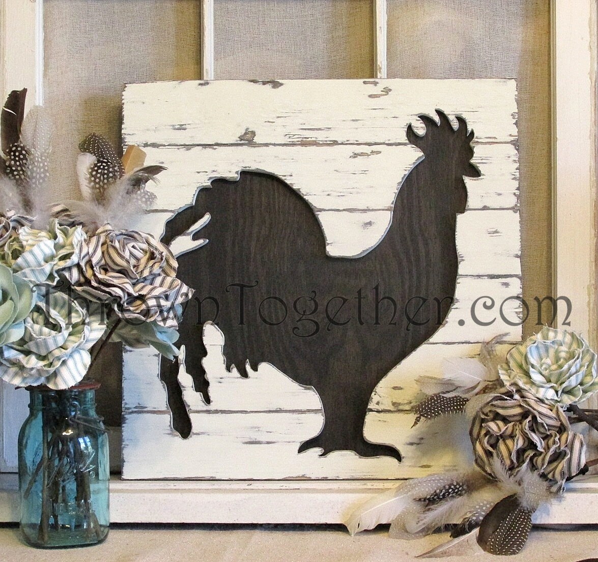 Rooster Wall Hanging Handcrafted Wood Kitchen Art Gallery Photo