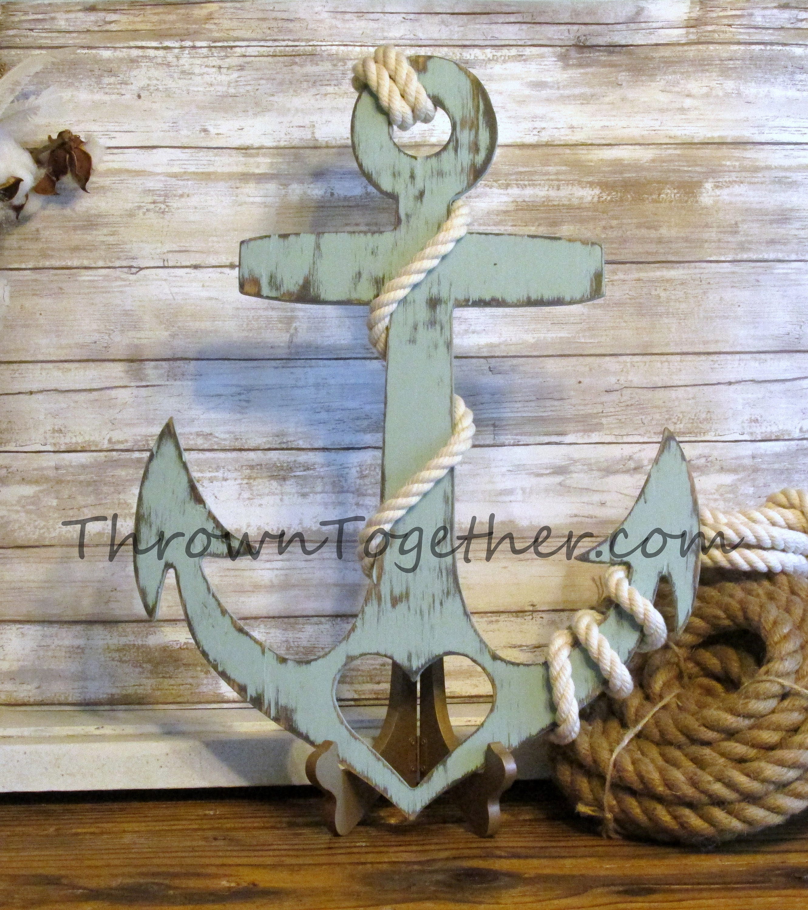 Anchor with Heart and Rope, Nautical Beach Wood Wall Decor ...