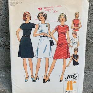 70s Simplicity 6080 Pattern Misses&#39; Jiffy Dress // Size 10 Bust 32 1/2