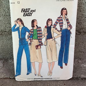 70s Butterick 5700 Pattern Misses&#39; Jacket, Skirt and Pants // Size 12 Bust 34 Factory Folded FF