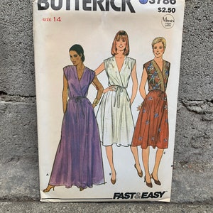 Pick Your Size Butterick Retro Dress Pattern B5032 1952 Style Dress,  Capelet, Overskirt, Cummerbund Sash and Belt Butterick Patterns -   Canada