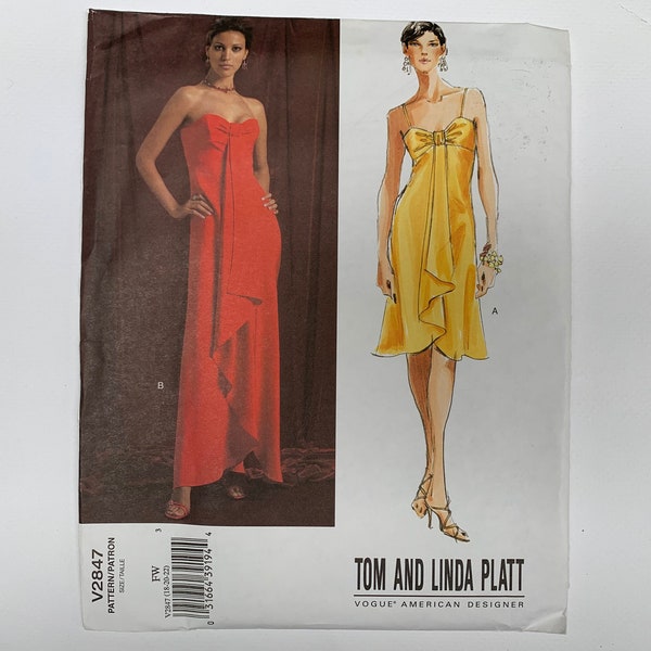 Vogue V2847 Pattern Vogue American Designers Tom & Linda PLATT Misses' Dress // Size 18-20-22 Bust 40-42-44 Uncut, Factory Folded