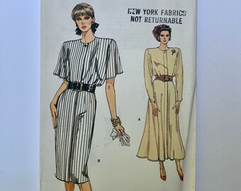 80s Vogue 9830 Pattern Very Easy Vogue Misses' Loose-Fitting Blouson Dress // Size 8-10-12 Bust 31 1/2 - 32 1/2 - 34 Factory Folded FF