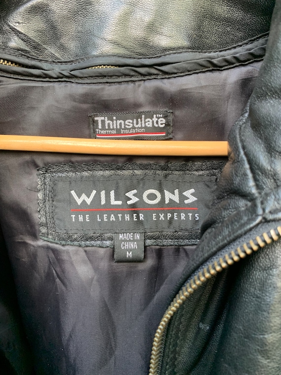 Vintage Wilsons Cropped Black Leather Biker Jacket XL Zip Out Lining Woman's