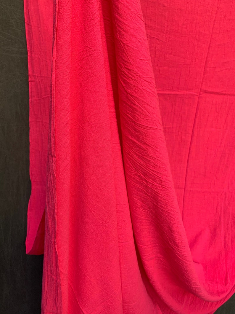 80s Crinkle Cotton Solid Fuchsia Coral Pink 52 W x 134 L = 3.7 Yards