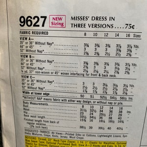 60s Mccall's 9627 Pattern Misses' Dress in Three Versions // Size 10 ...