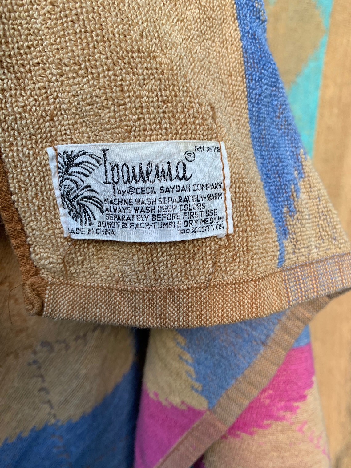 70s Beach Towel Argyle Print by Ipanema 100% Cotton | Etsy