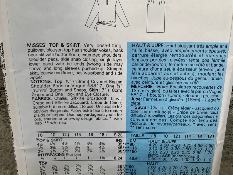 80s Vogue 9314 Pattern Very Easy Vogue Misses' Top & Skirt | Etsy