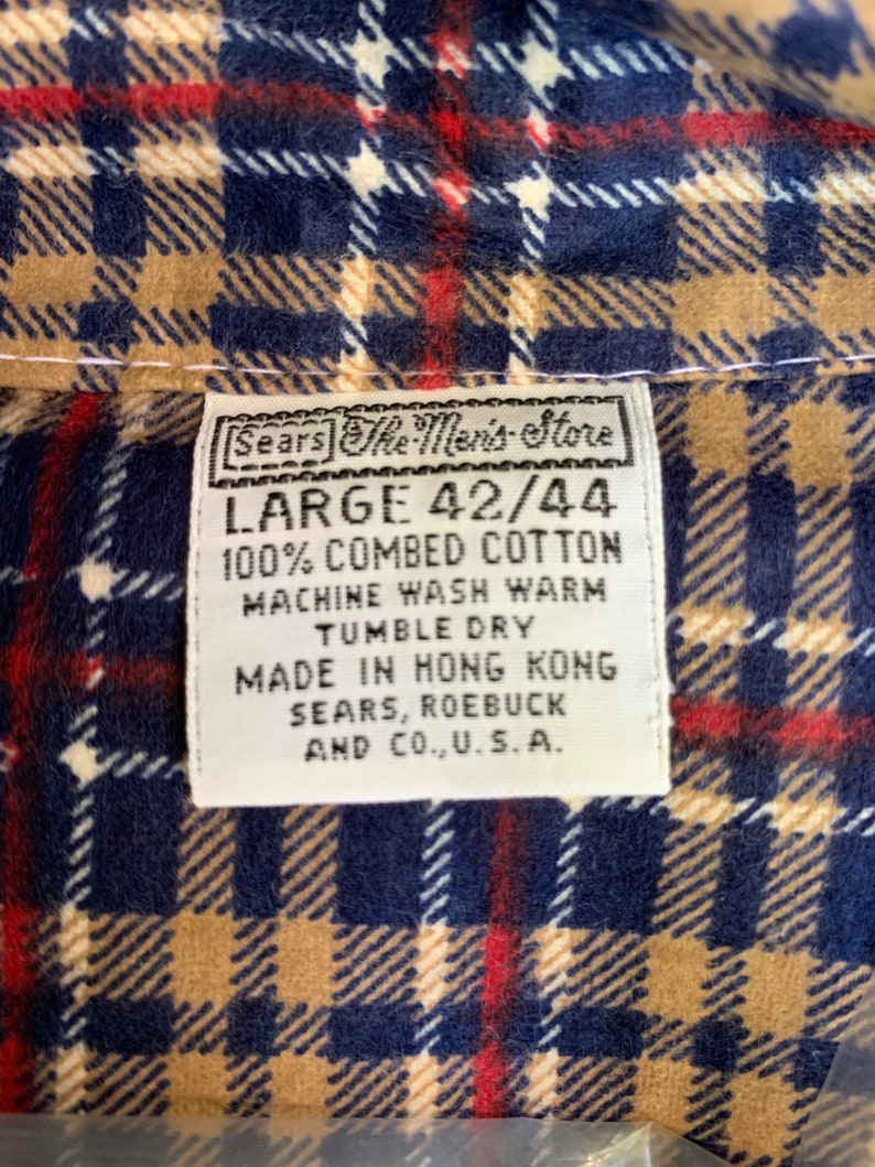 Men/'s Large 42-44 New Old Stock 70s Sears The Men/'s Store Flannel Pajama Set opened to check and photograph