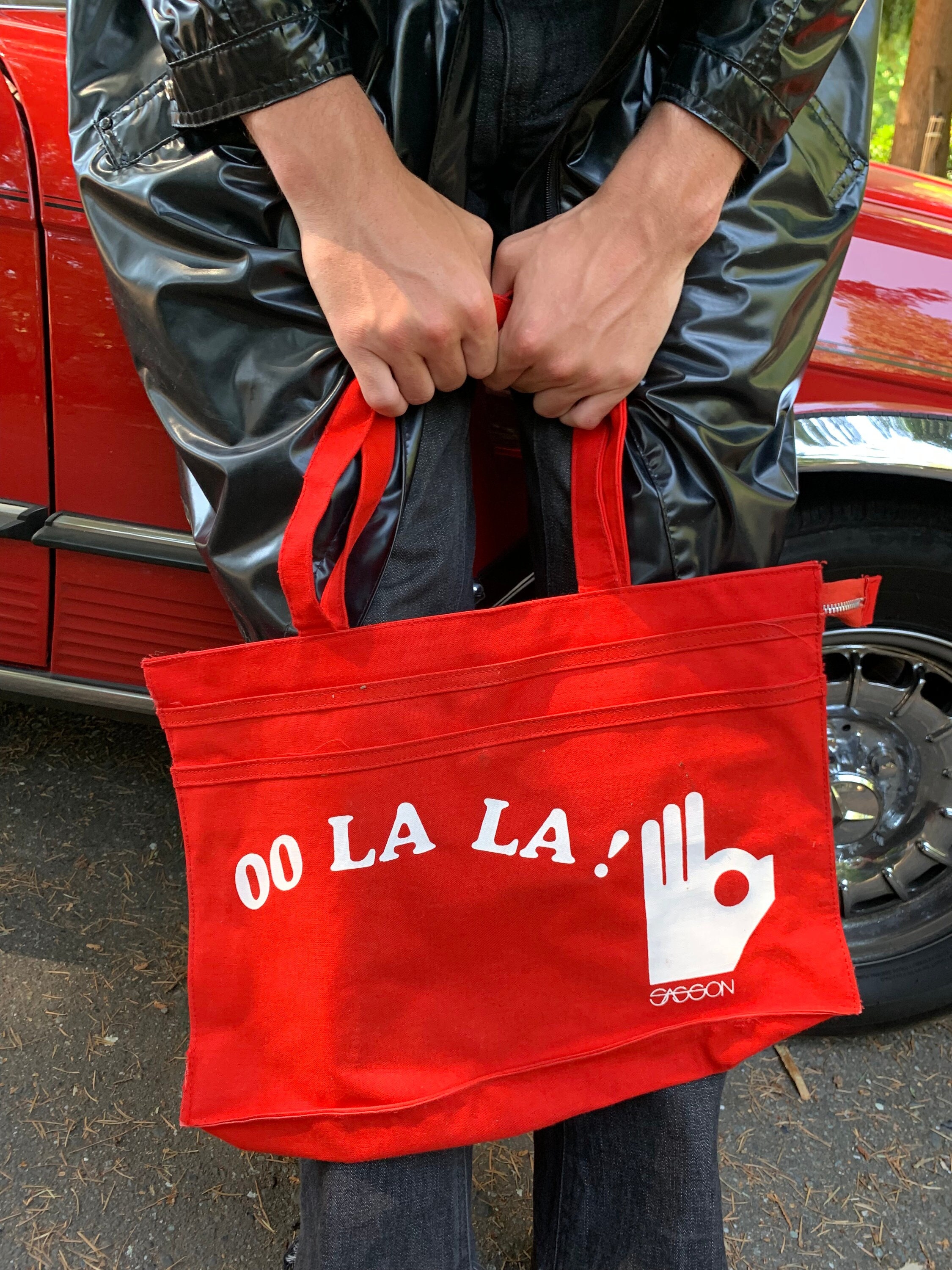 【ヴィンテージ】80sHIGH SIERRA CANVAS TOTE BAG 80s Radness OG 'oo La La Sasson' Red Canvas Bag, Sasson