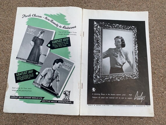 1942年 ヴォーグ誌第21号 編み物本、戦時中の編み物パターン、初版