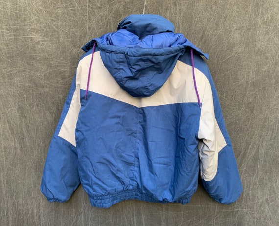 80s Sasson Parka Blue and Gray Hooded Ski Jacket … - image 6