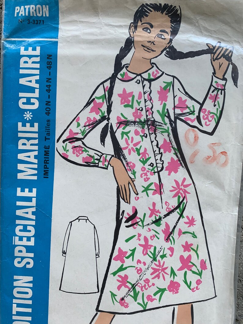 Patron De Couture Vintage Marie Claire – 2 Robes à Coudre Taille Réelle