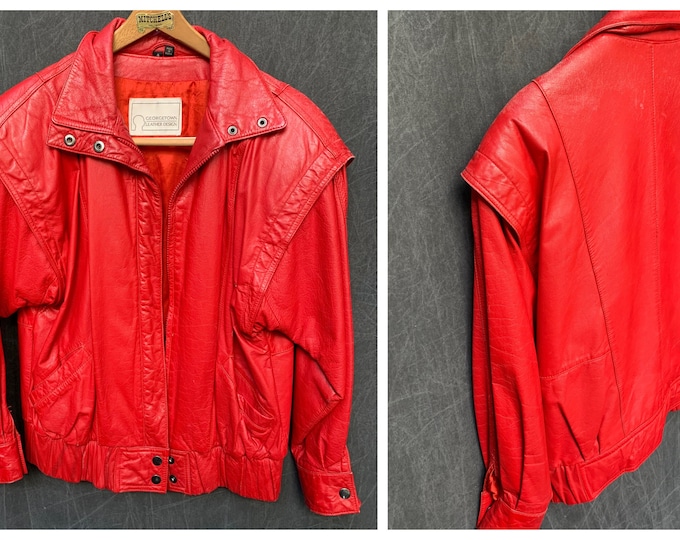 80s Red Leather Jacket by Georgetown Leather Design Michael Jackson ...