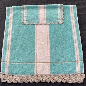 60s Cannon Towel Set Small Bath Size and Washcloth, Turquoise, Gold and White Towels