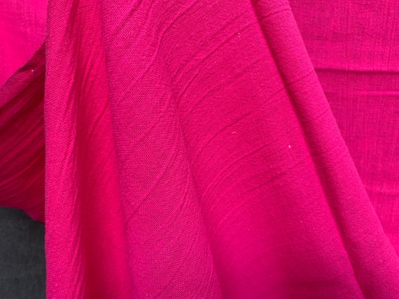 80s Crinkle Cotton Solid Bougainvillia Pink // 48 W x | Etsy