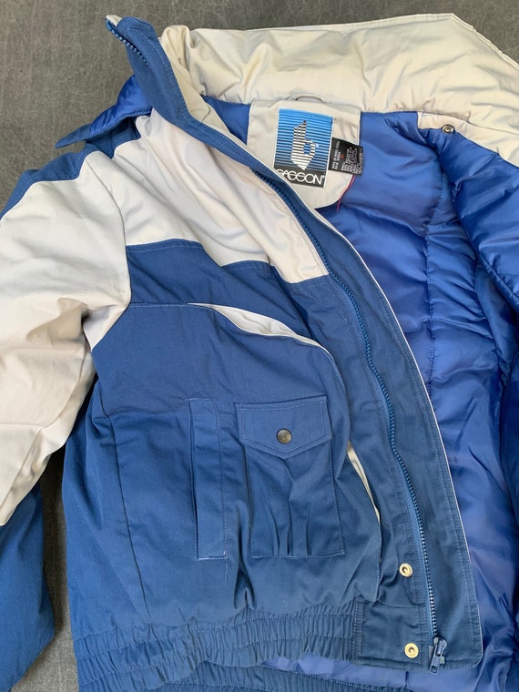 80s Sasson Parka Blue and Gray Hooded Ski Jacket … - image 7